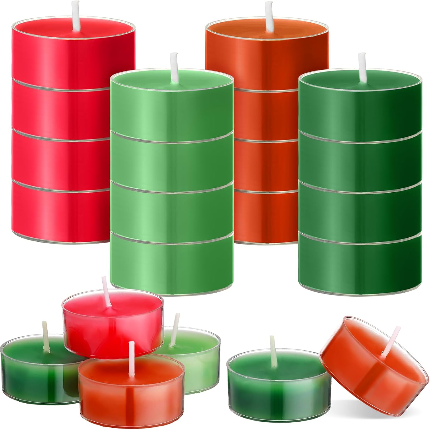 Conelist 24 Pack Colored Scented Tealight Candle Bulk Spring Votive Small Fragrance Mini Tea Lights in Clear Cup Colored Warmer Aromatherapy Relaxing Teacup Candle for Gifting Home Decor(Pastel Color)