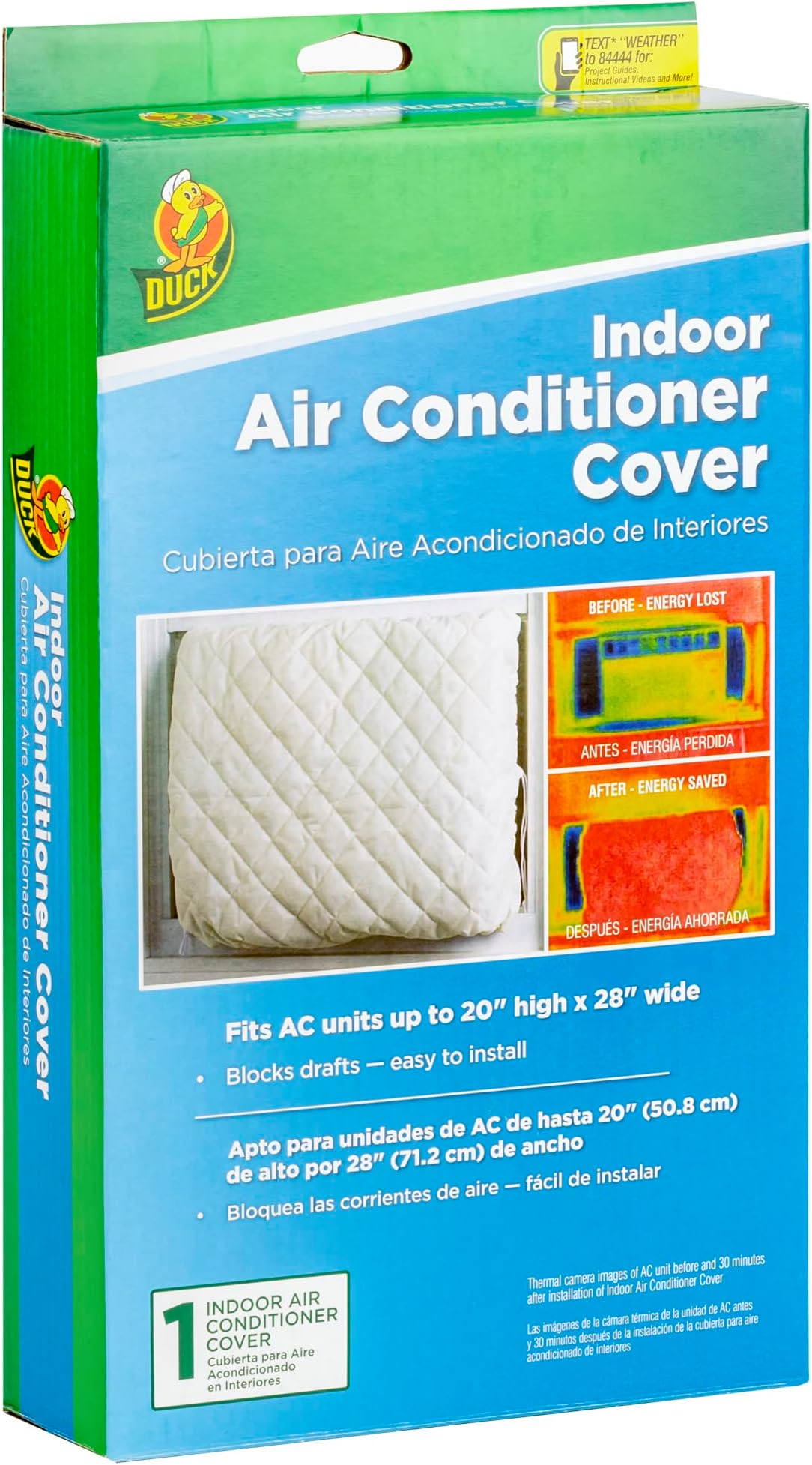 Duck Brand Indoor Air Conditioner Cover, White, 20 x 28 Inches, 284430