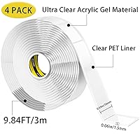 Vista 2 de Paquete de 4 cintas de doble cara resistentes, cinta de montaje transparente, tiras adhesivas fuertes, cinta adhesiva lavable, reutilizable, cinta