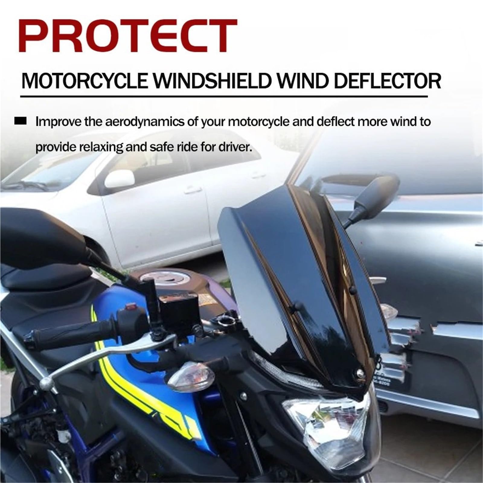 powietrzadeflektor Pasuje do Yamaha MT03 MT 03 2016-2018 2019 Motocykl Osłona przednia Deflektor Szyby Sport Touring Racing Uchwyt szyby przedniej Deflektor motocykla(Hot Air Deflector B)
