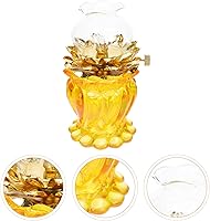 Vista 6 de USHOBE Lámpara de aceite de loto, lámpara de oración de adoración budista, portavelas votivas, soporte de incienso tibetano, suministros budistas