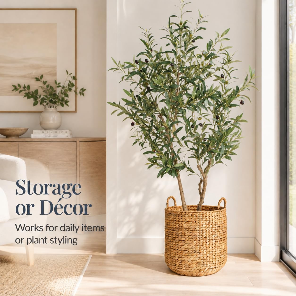 2-Piece Wicker Laundry Baskets, Water Hyacinth Baskets for Blankets image 4