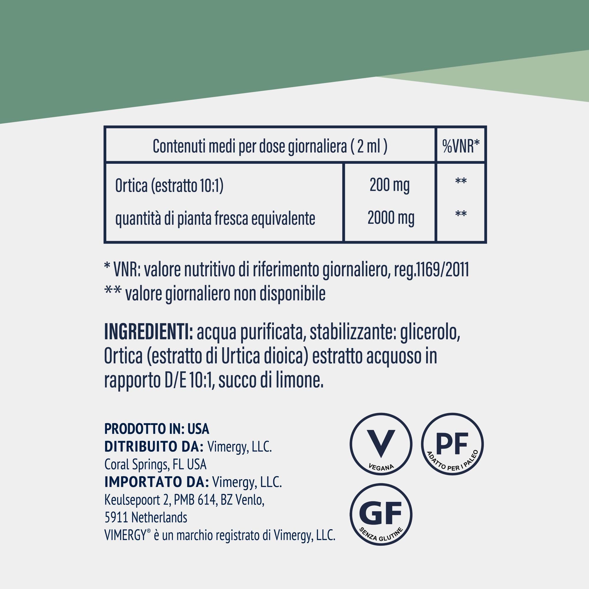Vimergy Nettle, 57 Dosi – Integratore Ortica – Ortica Integratore Liquido a Base di Glicerina – Integratore Vegano – Estratto di Ortica Senza Zucchero né Leganti – Senza OGM e Senza Glutine (115ml)