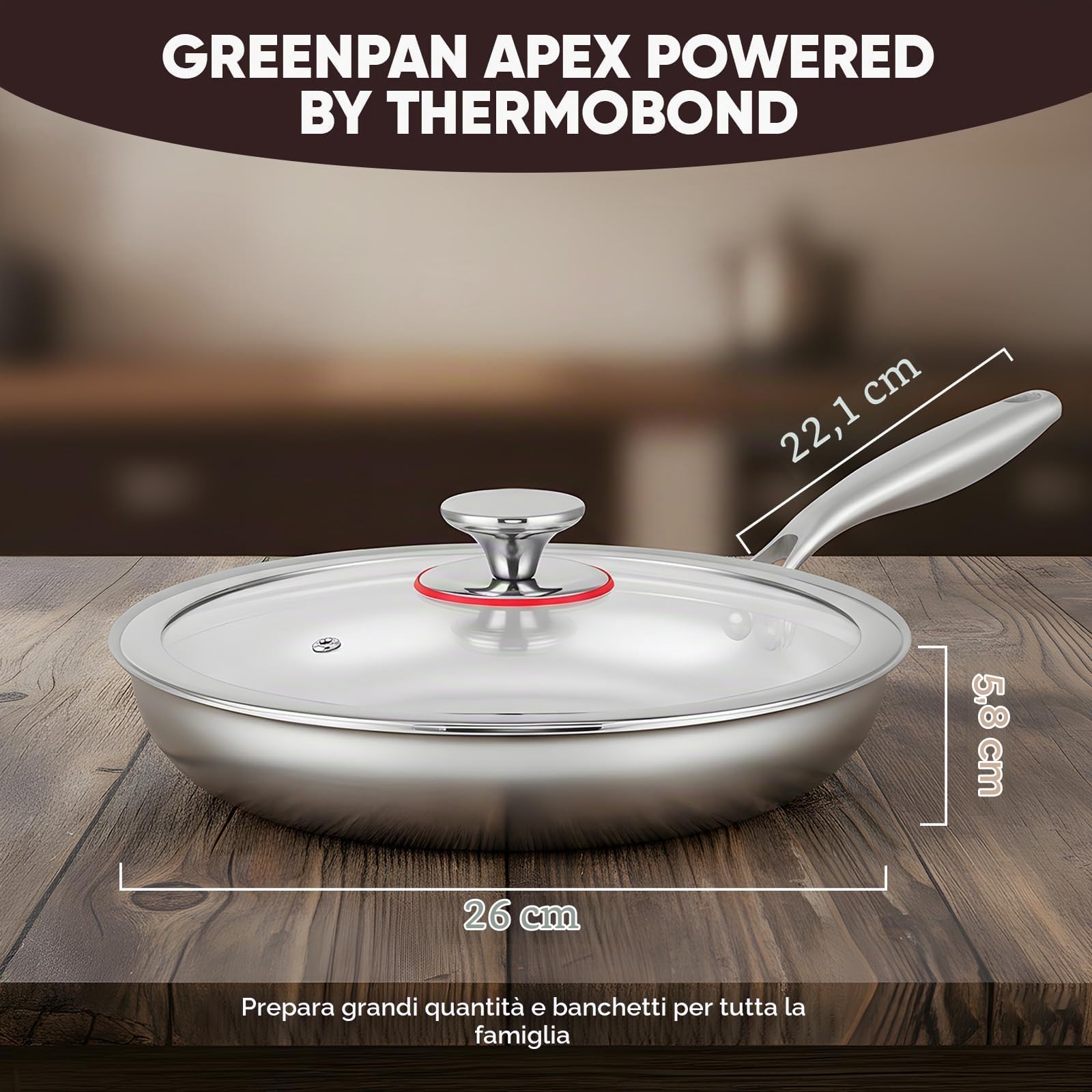 Padella in titanio generica con spatola, antiaderente wok martellato in titanio per cucinare, utensili da cucina versatili per friggere, cuocere, bistecca, ristorante (26 cm)