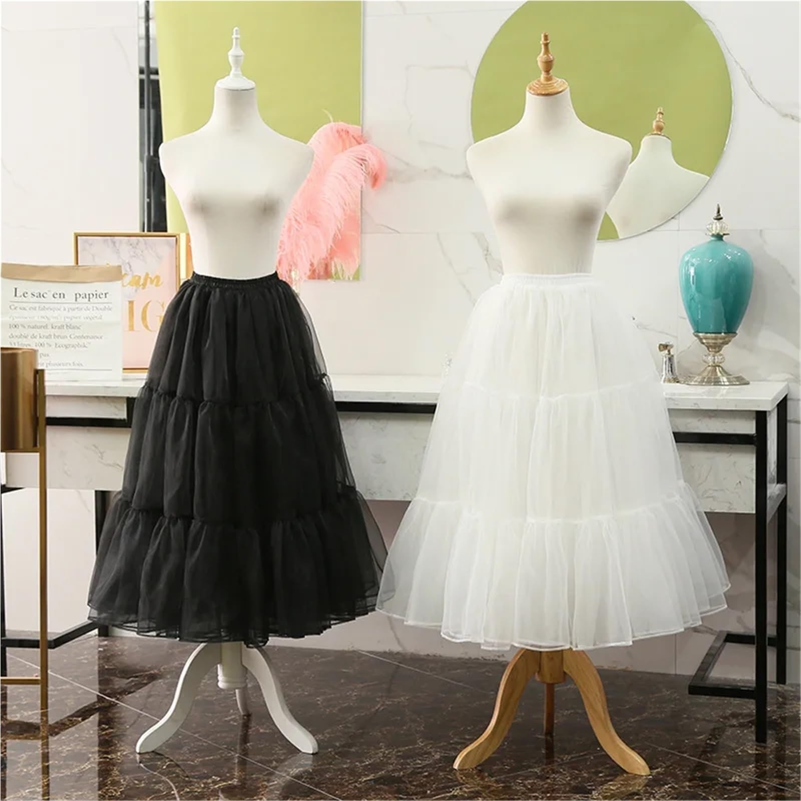 80CM Langer Puffy Rock Halloween Frauen Krinoline Vintage Petticoat for Hochzeit Abend Cosplay Unterrock Rockabilly Tutu