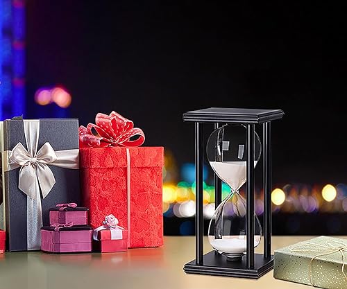 Miniatura 10 de hourglas - Temporizador de arena de 3060 minutos, decoración de escritorio, reloj de arena, ampulheta (5.5 pulgadas, arena negra) (arena azul, 5.5