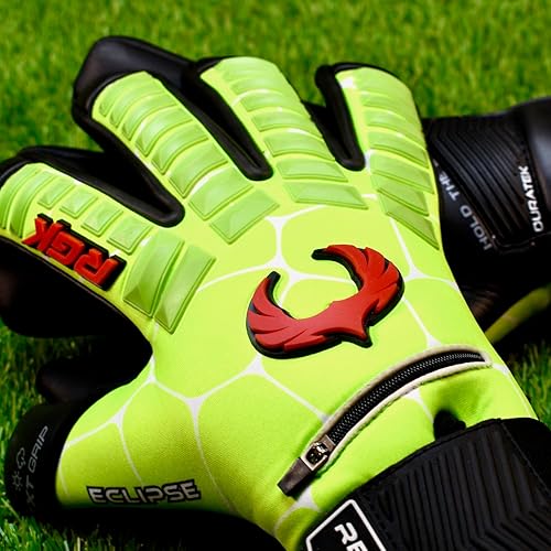 Miniatura 4 de Renegade GK Eclipse - Guantes profesionales de portero de fútbol con protector microbiano (tallas 6-12, nivel 5) Pro-Tek Fingersave y agarre de