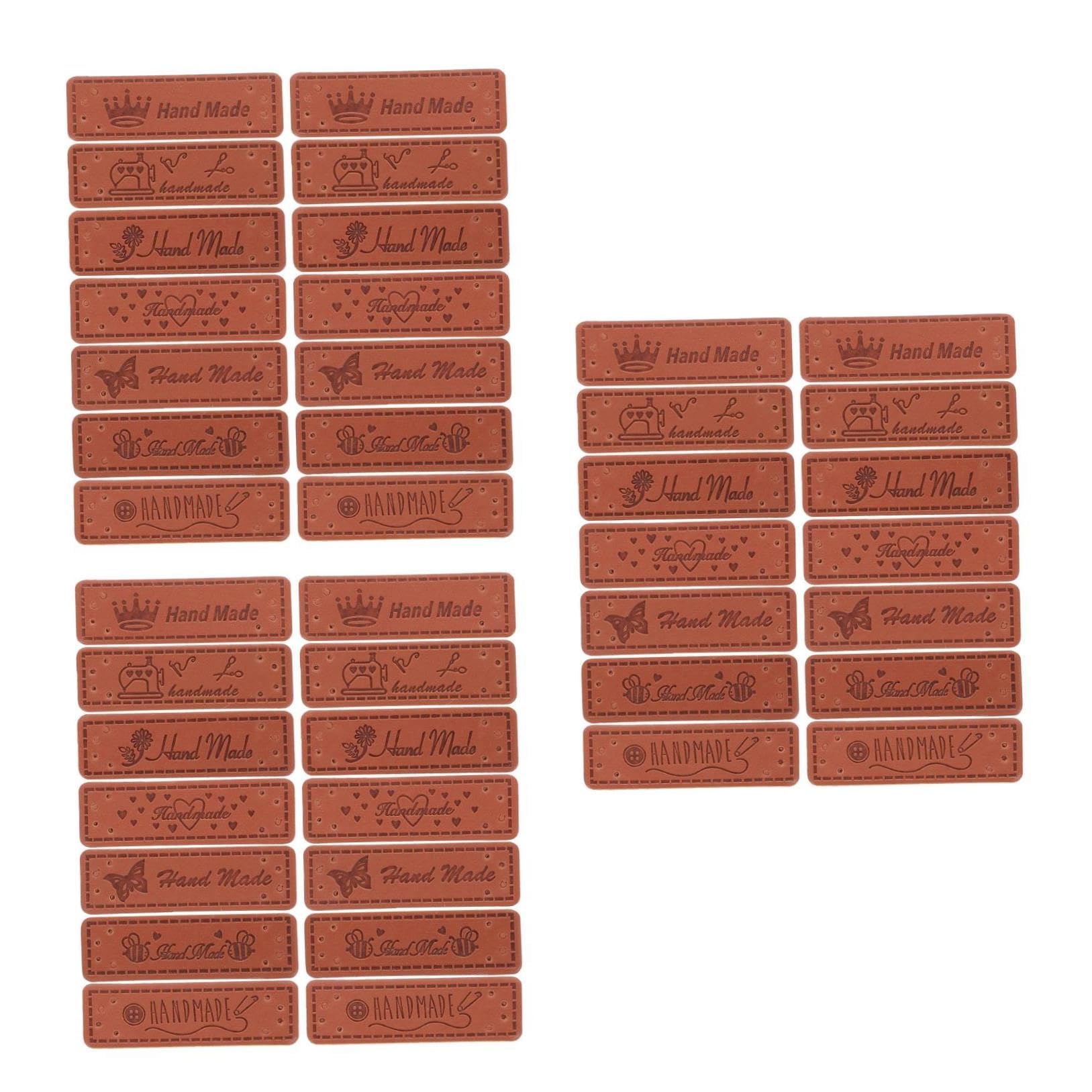 SEWACC 420pièces Étiquettes Cuir Pu Fait Main Avec Trous Pour Bricolage Accessoires De Couture Pour Vêtements Et Projets De Création