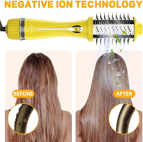 Miniatura 7 de Cepillo secador de pelo de doble voltaje, cepillo de aire caliente WIZCHARK voluminizador y cepillo secador de un solo paso iónico negativo en uno