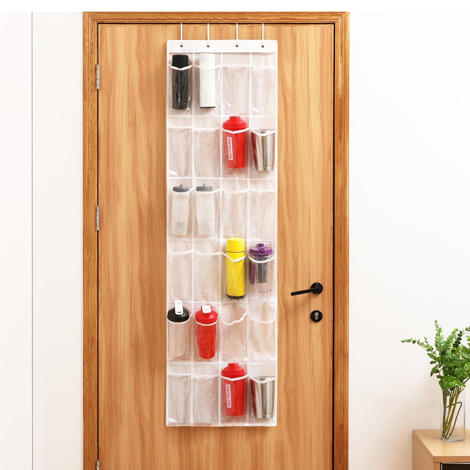MaidMAX 24 kieszenie nad drzwiami do przechowywania butów, wiszący organizer, stojaki na buty, składana torba do przechowywania szafy z haczykami, 48,3 (cm) szer. x 162,6 cm (wys. x wys.),