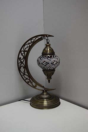 Mozaik Masa Lambası Hilal,Türk Yapımı Masa Lambası Yarım Ay, Mozaik Masa Lambası, Model7