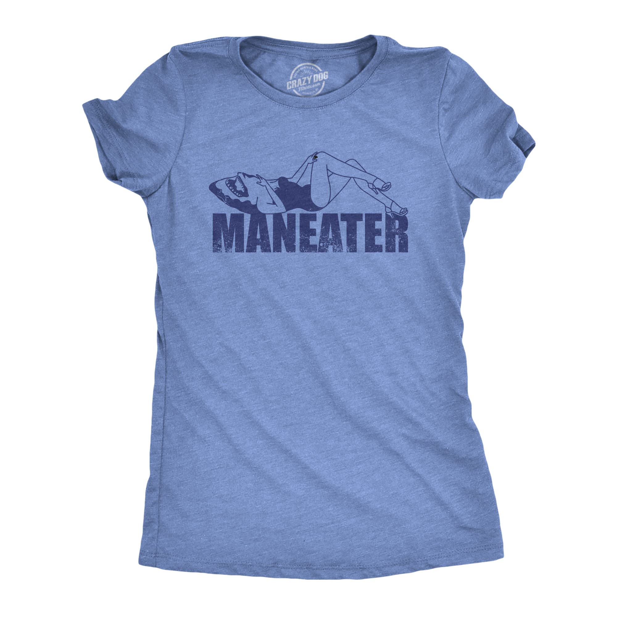Womens Maneater T Shirt Funny Sexy Dangerous Shark Joke Tee for Ladies