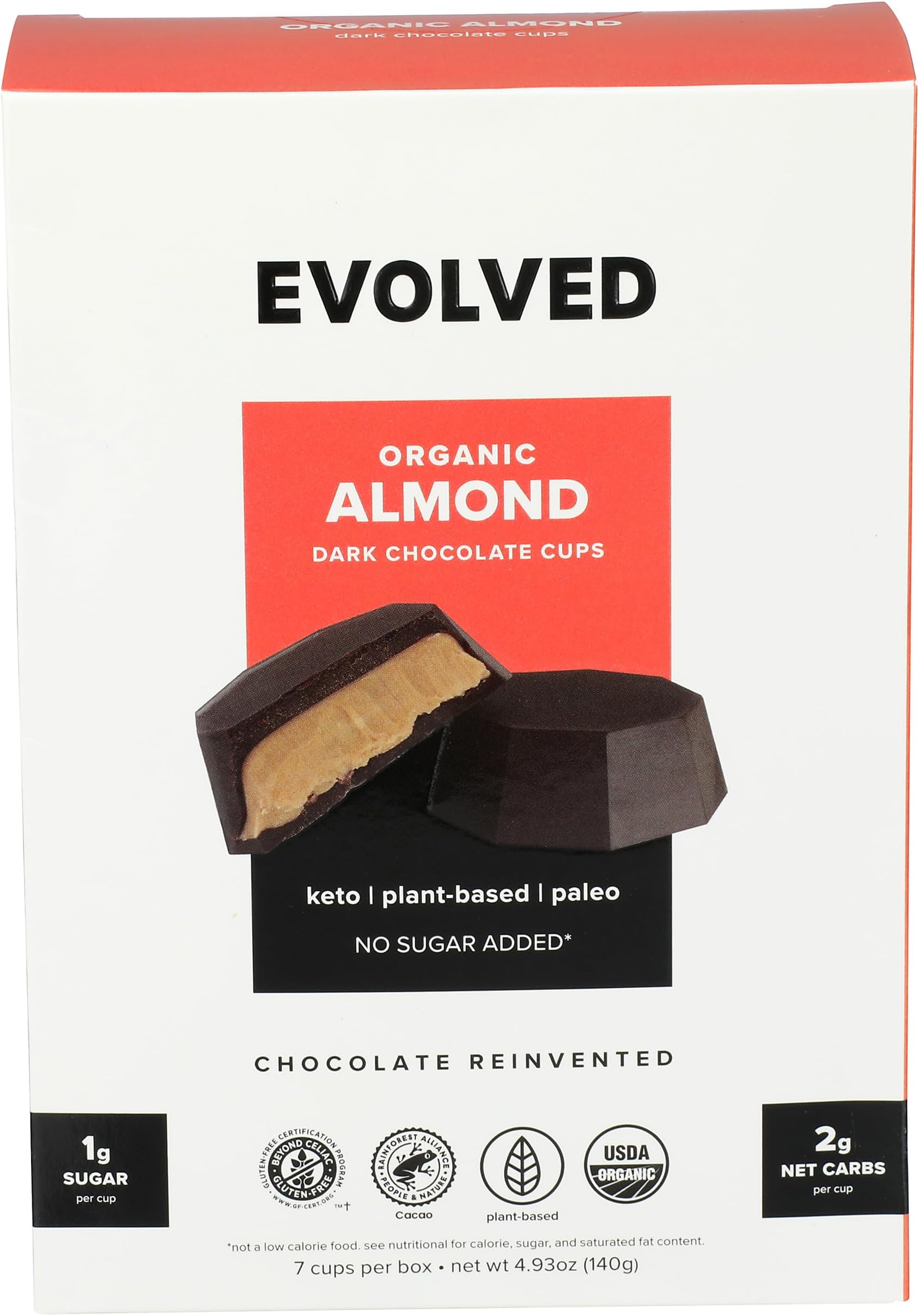 Evolved, Cups Keto Almond Butter Organic 7 Count, 4.93 Ounce