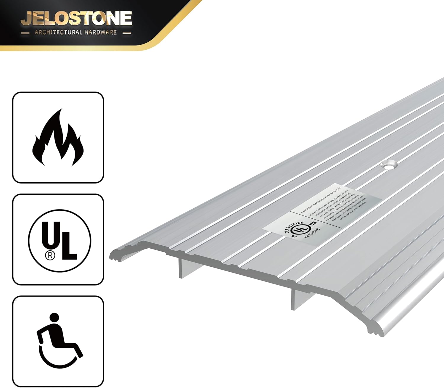 5''W x 1/2''H x 36''L Heavy-Duty Commercial Aluminum Door Threshold (Mill Aluminum) - ADA Accessible, Barrier Free, Fire Rated Door Saddle, Exterior Door Threshold, B301N