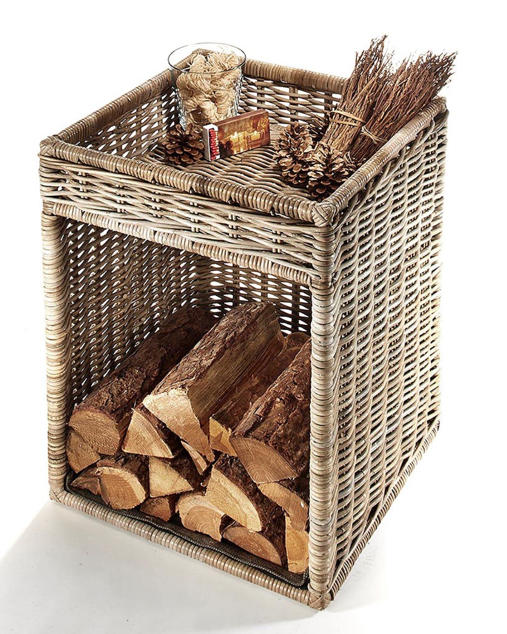 Kobolo Kaminholzregal für Kaminholz mit Ablagefläche 50x50x70 cm Grau