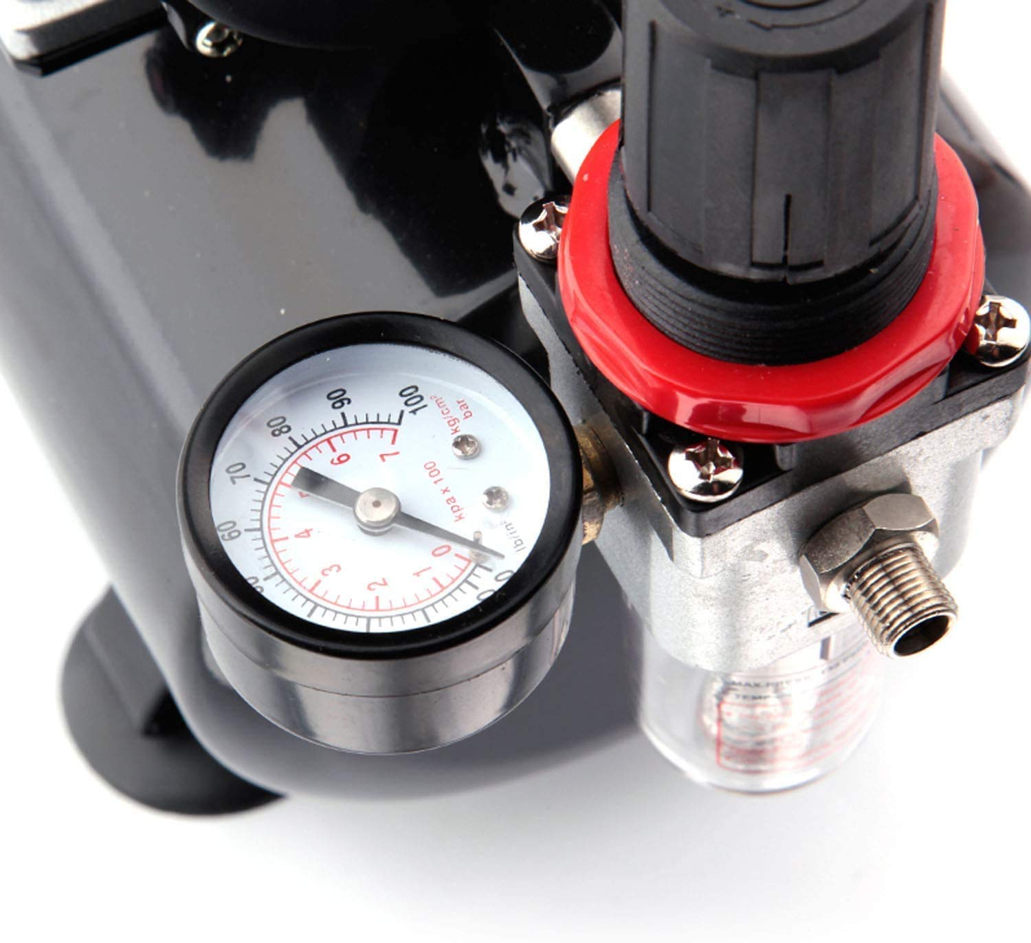 Aerograph Mini Oil-Less Air-Compressor with Tank and AG-180R Set 0.3mm,& 0.5mm Dual Action Gravity Feed Airbrush with Hose Pipe (6ft) 3