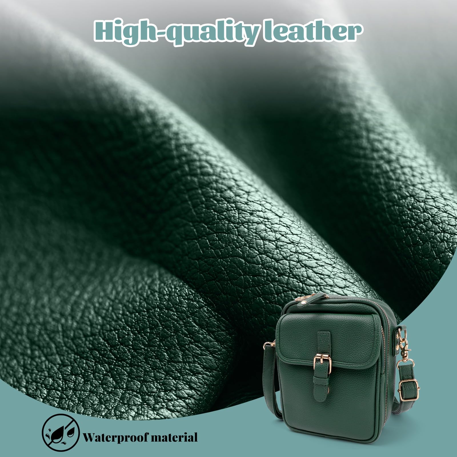 Bolso cruzado de cuero vintage para mujer, de gran capacidad, bolso cruzado para mujer (verde oscuro)