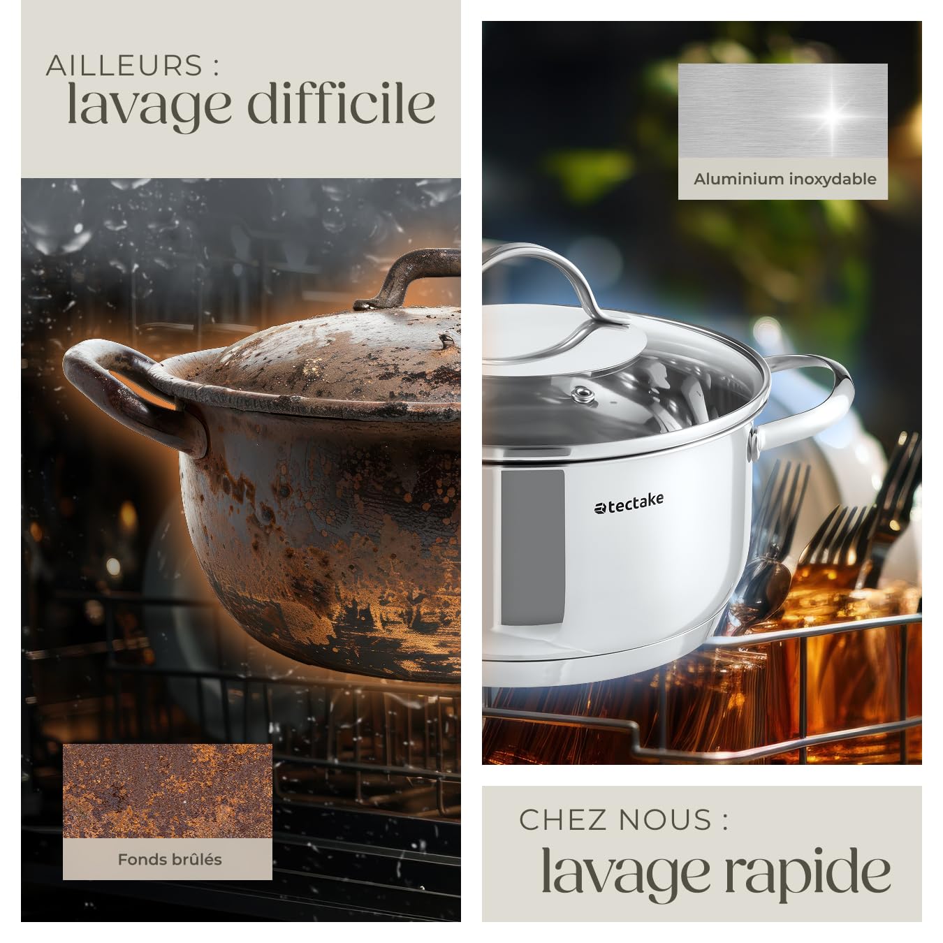 Tectake Set de casseroles et poêles Aluminium inox anti-adhésif 15 pcs gaz vitrocéramique