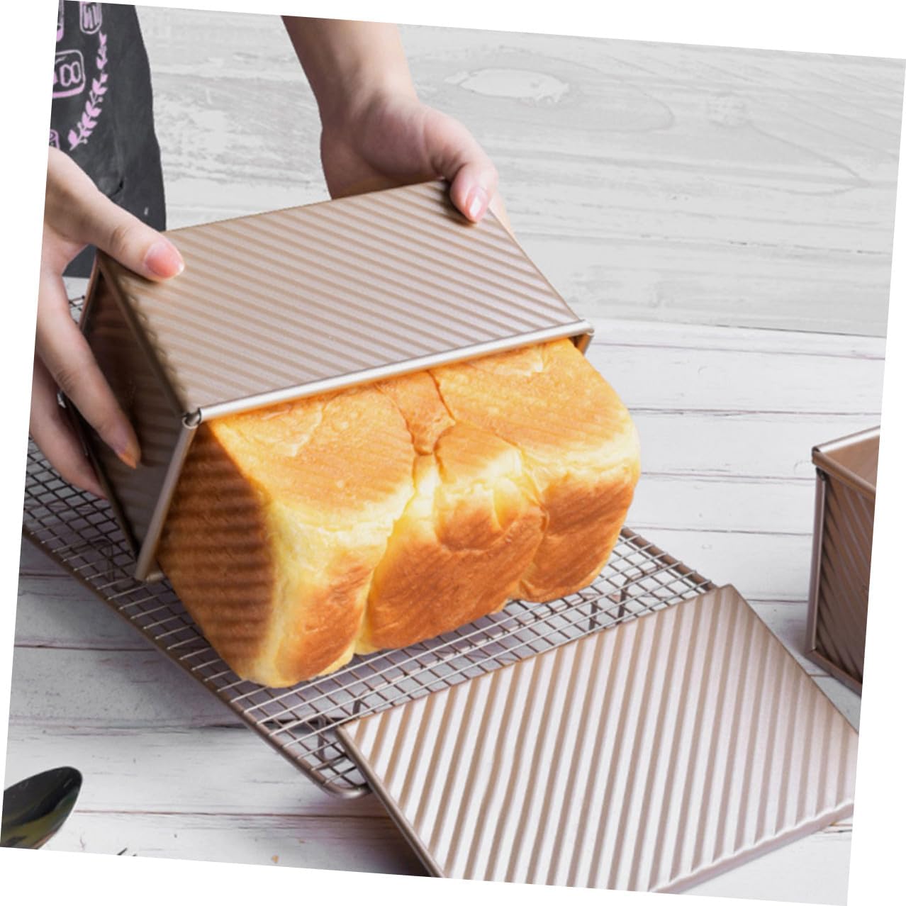 2pcs Nonstick Carbon Steel Loaf Pan with Sliding Lid, Bread Baking Mold for Oven, Household Bread Making Supplies