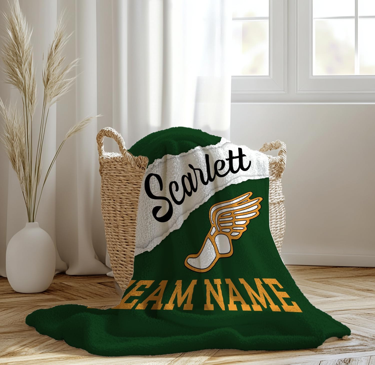 CSKIS Personalized Track and Field Blanket with Name – Custom Cross Country School Spirit Throw – Fleece or Sherpa Blanket for Runners – Running Gifts for Girls or Boys, Marathon or Team Keepsake