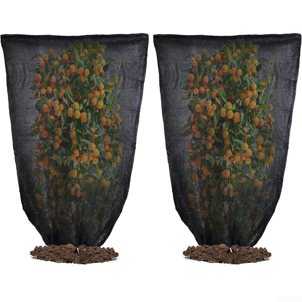Besshepplo 70 Mesh Sun Shade Cover for Plants Garden Protection from UV Rays Birds Insects Breathable HDPE Netting with Drawstring Design Outdoor Greenhouse Shielding Fruits Vegetables F(2pcs)