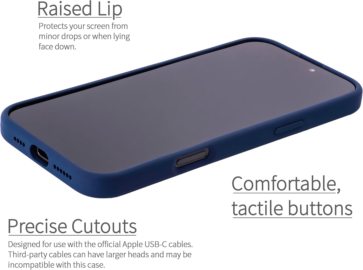 Dockem Card Case for iPhone 16 Pro Max with Liquid Silicone Shell, Built-in Metal Plate for Magnetic Mounting & Stitched-on Synthetic Leather Wallet with 2 Credit Card Slots (M2L SI, Navy Blue)