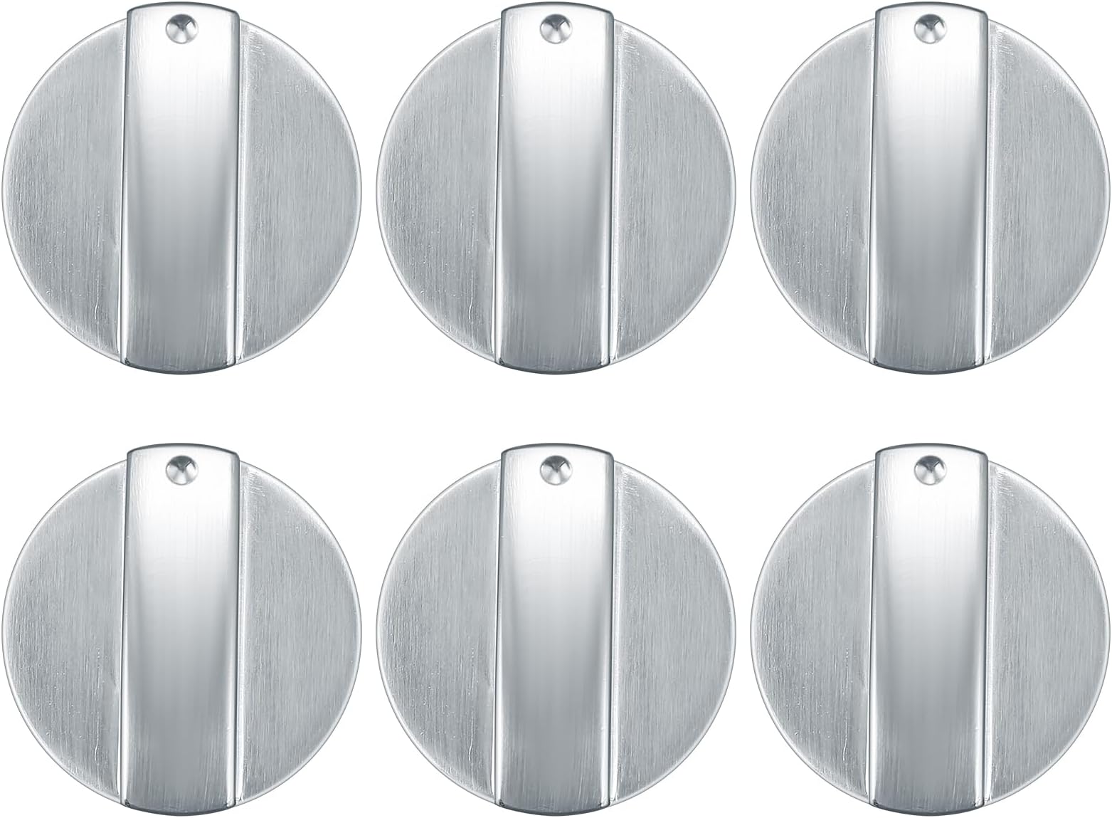 Brand 6-Piece Gas Stove Control knob Set, Metal 6mm Stove Control Switch knobs, Silver Adapter Oven Cooking Panel Switch Buttons, Gas stoves knob Locks, Silver