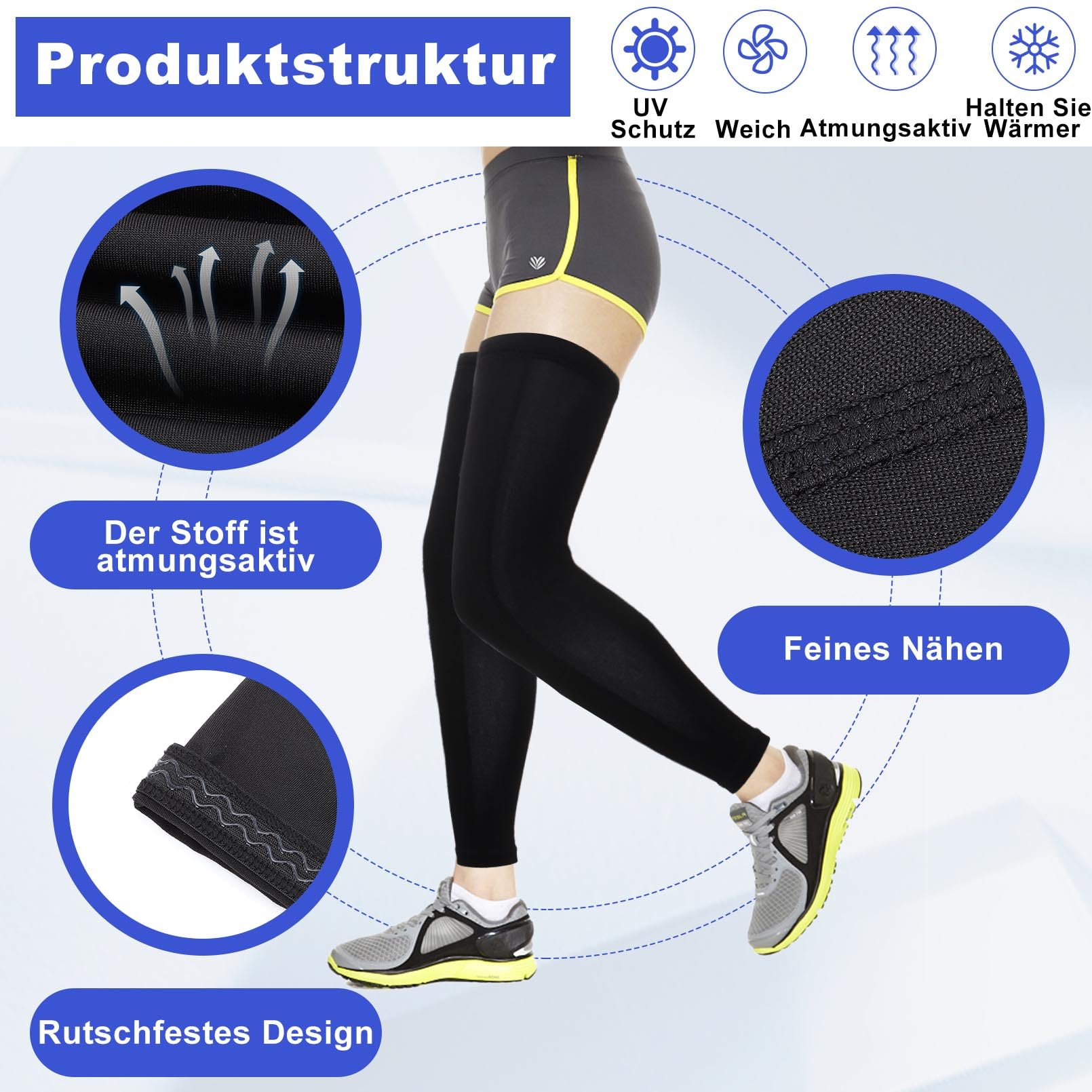 2 pares de mangas de brazo con protección solar UV, 2 pares de rodilleras, rodilleras de compresión, calentadores de brazos para ciclismo, deportes al aire libre, baloncesto