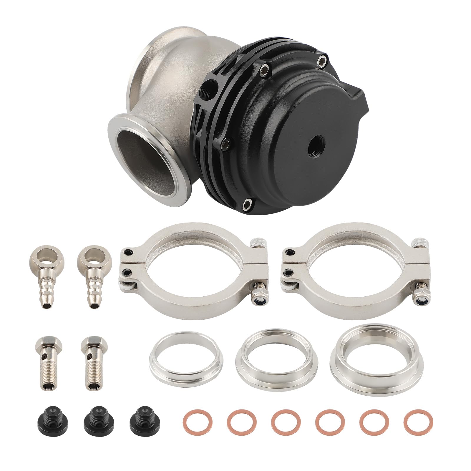 maXpeedingrods 38mm Soupape D'échappement de Turbocompresseur Wastegate Externe Kit Wastegate de Turbocompresseur Wastegate Universel pour TIAL avec bande en V et Brides MV-S