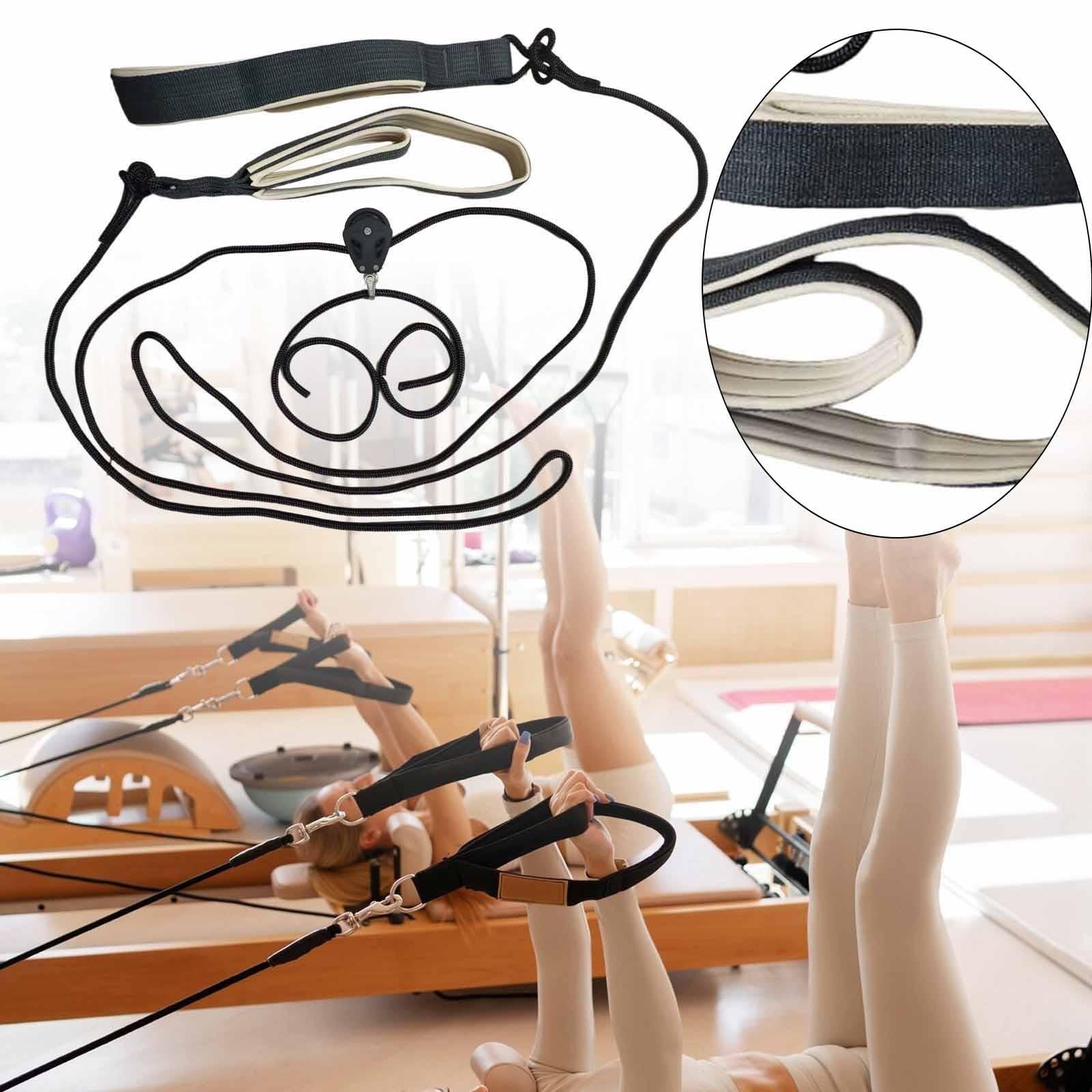 Pilates-Reformer-Zugseile, Trainingsgurte mit Rad und Doppelschlaufen für Damen und Herren