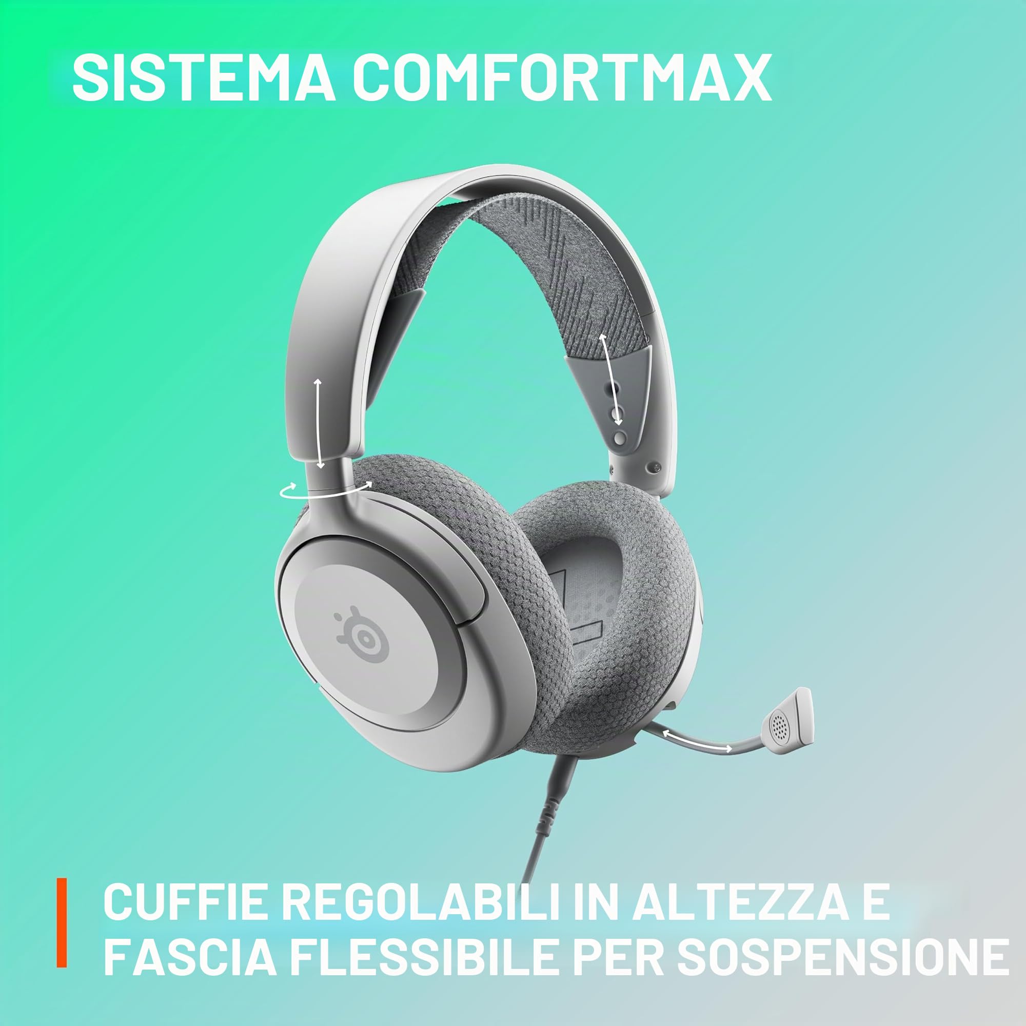 SteelSeries NUOVO Cuffie da gioco multi-sistema Arctis Nova 1 - Driver Hi-Fi - Audio spaziale a 360° - Design confortevole - Durevole - Ultra leggero - Microfono con cancellazione del rumore - PC,