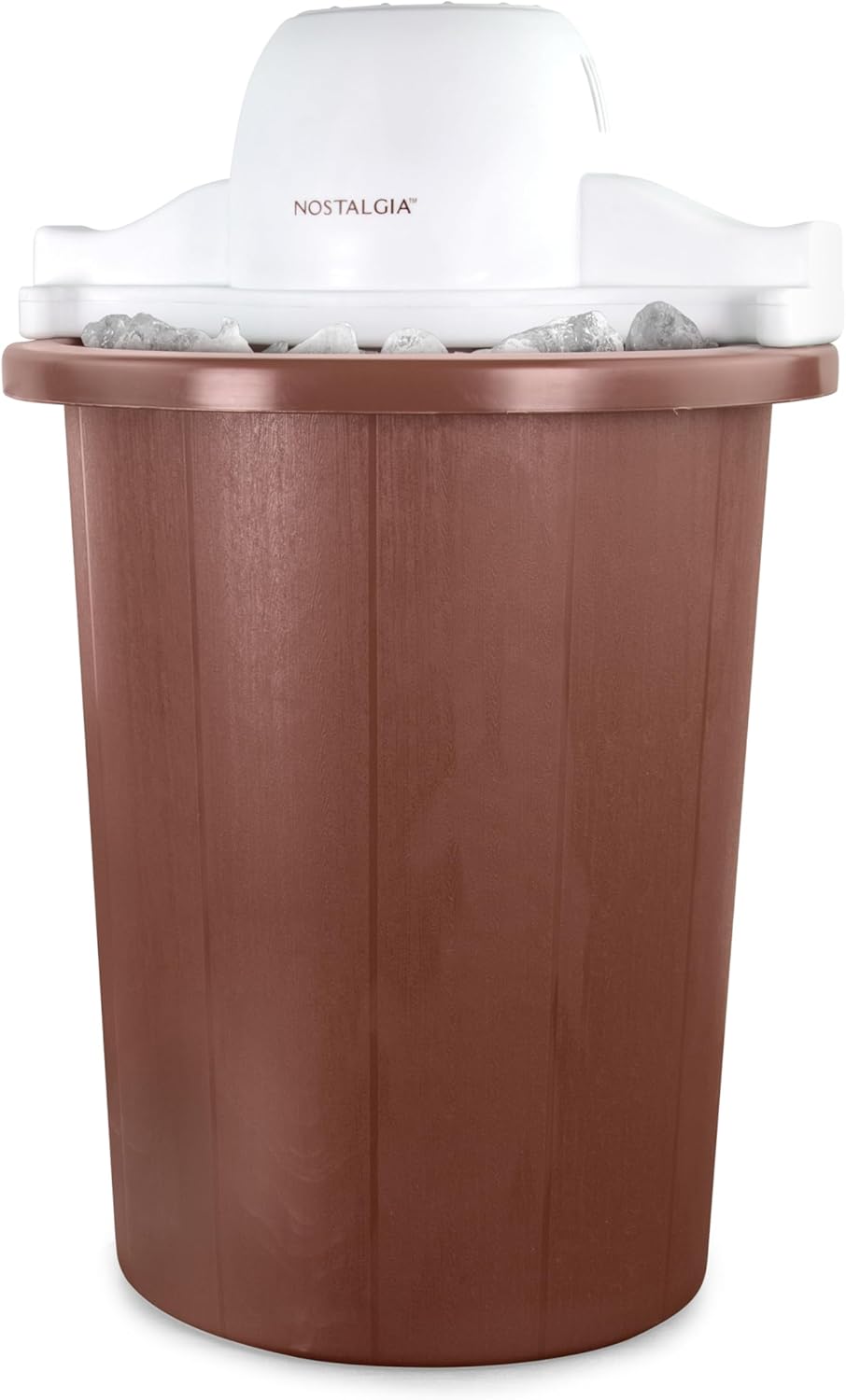 Nostalgia Electric Ice Cream Maker – Parlor Style, Old Fashioned Soft Serve Ice Cream Machine Makes Frozen Yogurt or Gelato in Minutes - Fun Kitchen Appliance – White & Dark Bown - 6 Quart 6 Qt White/Dark Bown