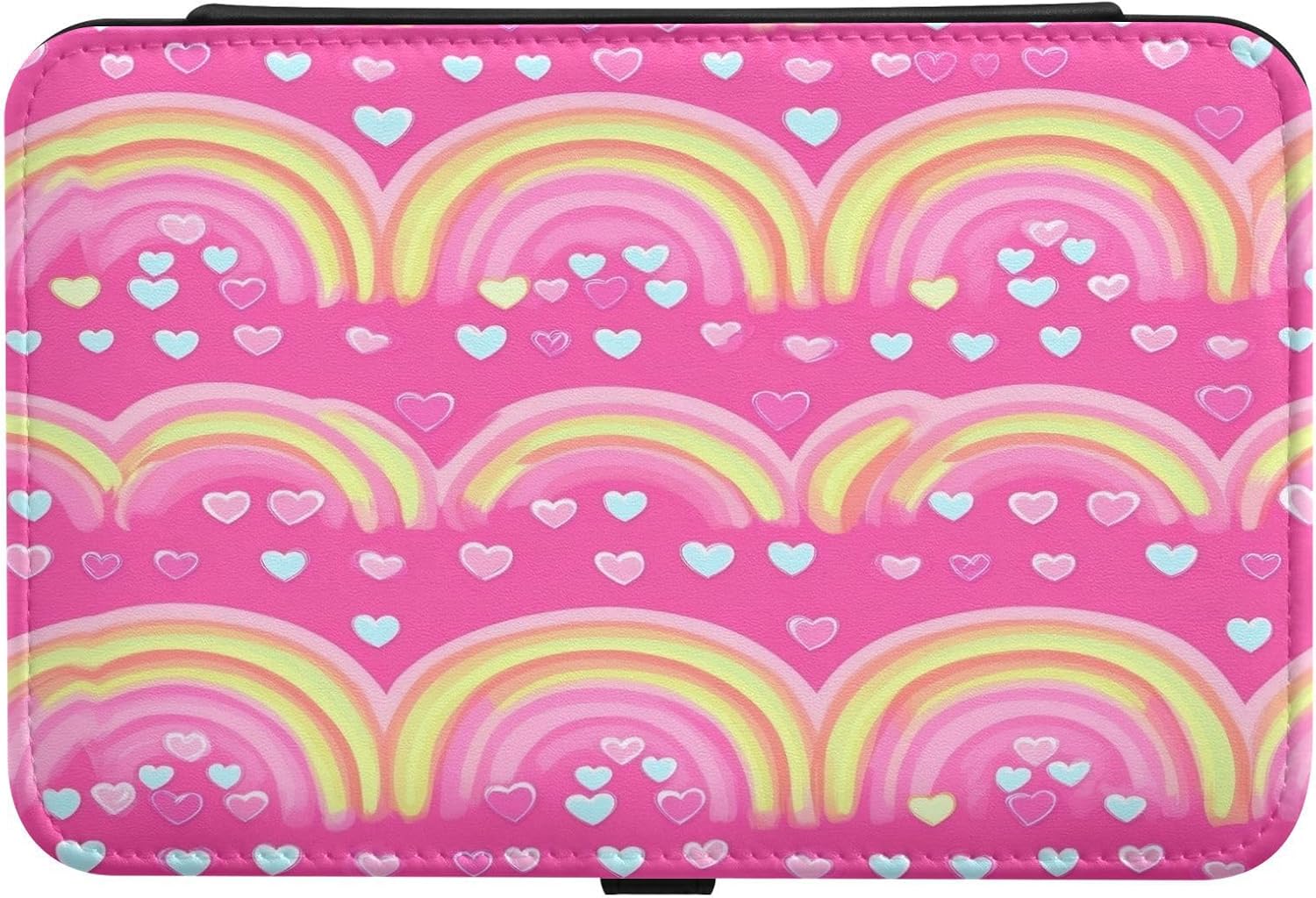 Burbuja Valentine Rainbow Travel Jewelry Box Gift for Women and Girls, PU Leather Portable Jewelry Case Organizer for Earrings Ring Necklaces Bracelets