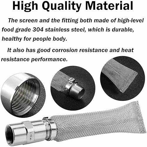 Miniatura 3 de LitKiwi - Pantalla de ebullición bazooka (12 pulgadas NPT) con montaje de tubería (12 "x 12" hembra NPT), reutilizable acero inoxidable 304 filtro