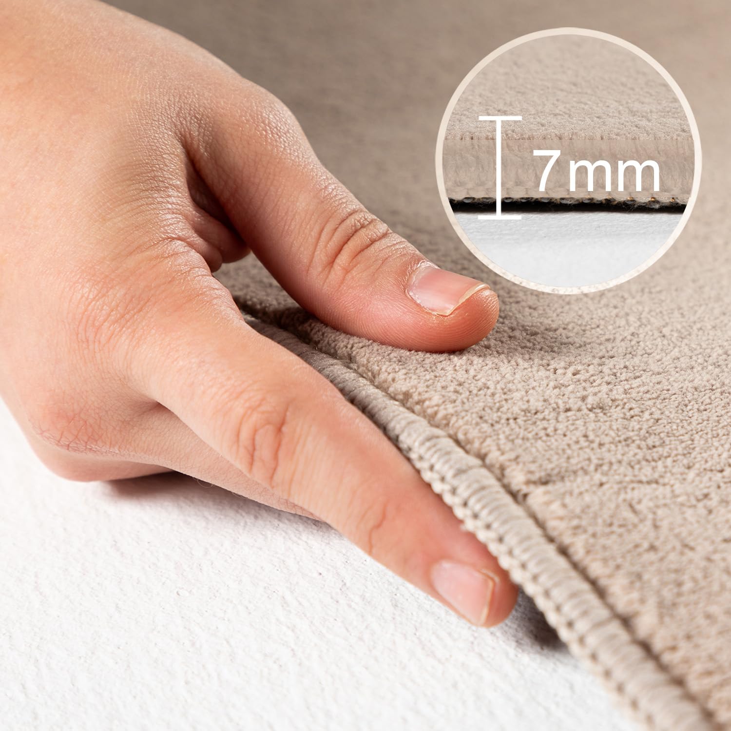Carpetsale24 Waschbarer Teppich Rund 160 cm Beige Einfarbig Kurzflor Modern Weich rutschfest Pflegeleicht Maschinenwaschbar für Wohnzimmer Schlafzimmer Esszimmer