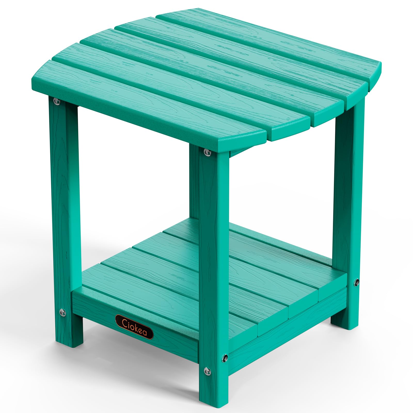 Ciokea Adirondack Outdoor Side Table, 2-Tier Sturdy Patio End Table Weather Resistant, Morden Side Table for Patio, Pool, Porch, Lake Blue