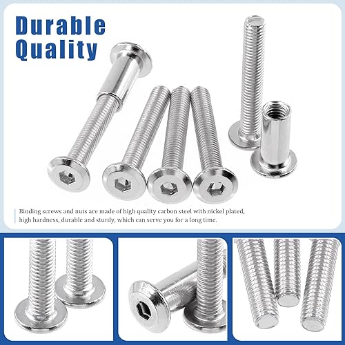 Miniatura 4 de Glarks Juego de 25 tornillos de rosca hexagonales negros M6 x 1.969in con cabeza Allen, muebles de cama de bebé, tornillos de cuna y tuercas de