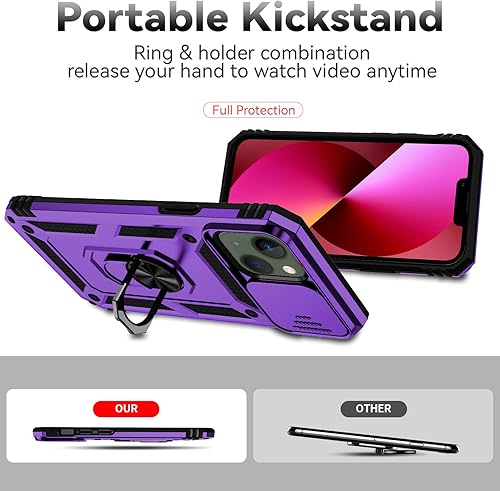 Miniatura 7 de Funda para iPhone 13 Mini con cubierta para lente de cámara, protector de pantalla HD, doble capa de protección contra caídas de grado militar,