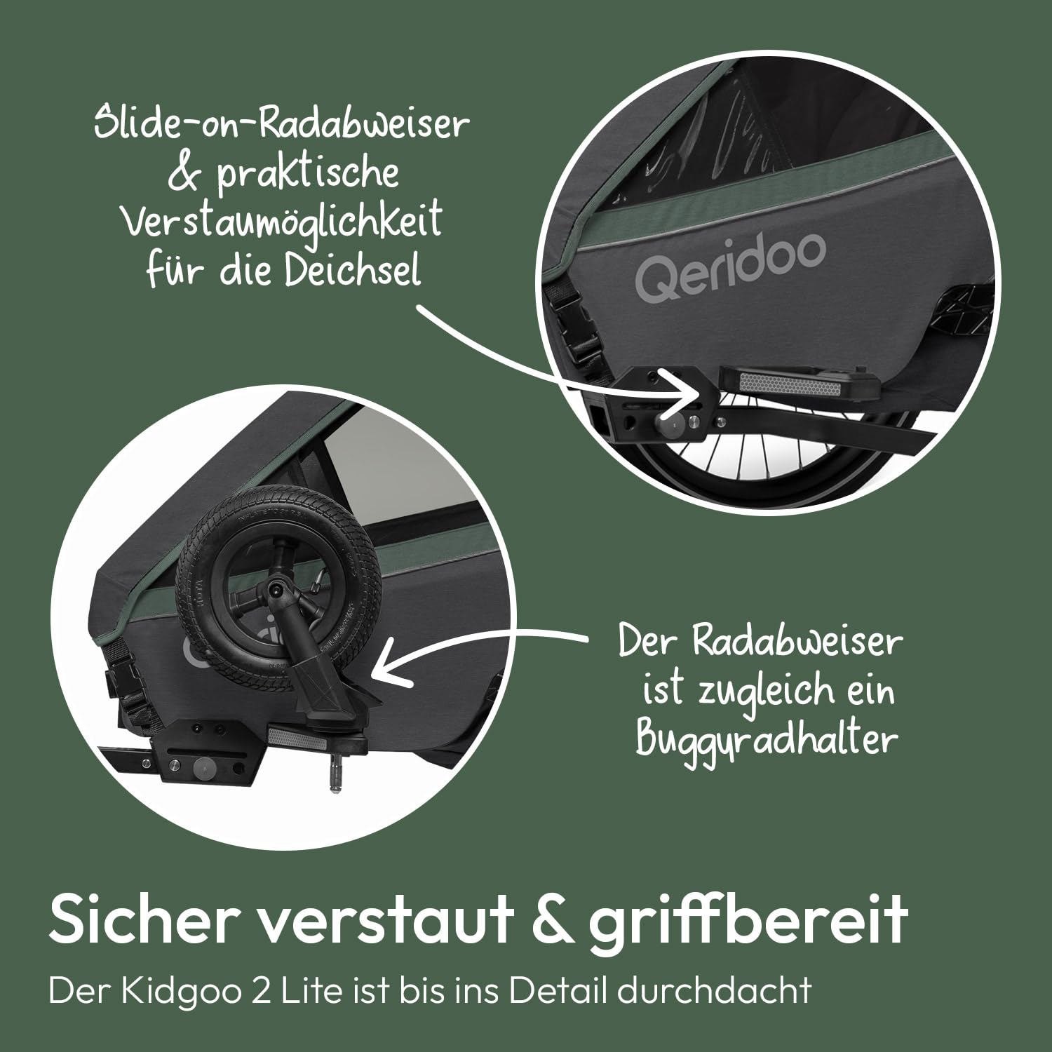 Qeridoo Kidgoo 2 Lite Fahrradanhänger 2 Kinder | Fahrrad Anhänger | Hochwertig & 3-in-1-Verdeck | Fahrradanhänger Kinder mit Buggyfunktion | Perfekter Allrounder | Bike trailer Für 2 Kinder