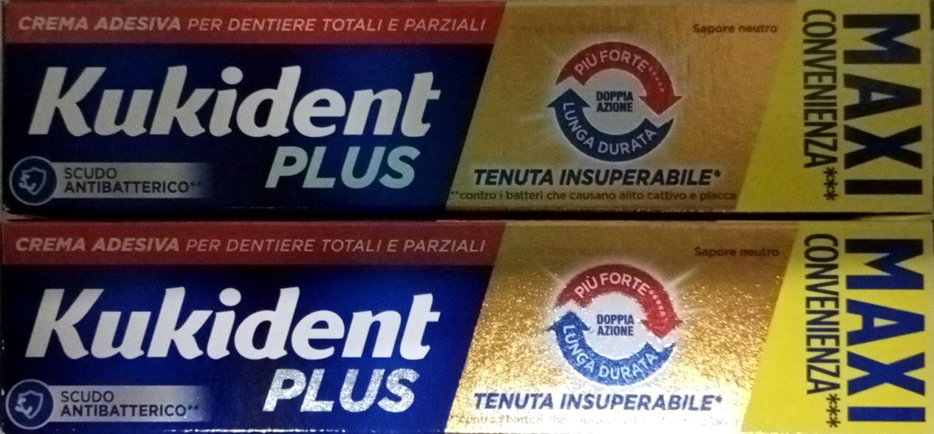 Kukident - Kukident Plus Doppia Azione Crema Adesiva Confezione Doppia per Dentiere 2x65g - 984360331