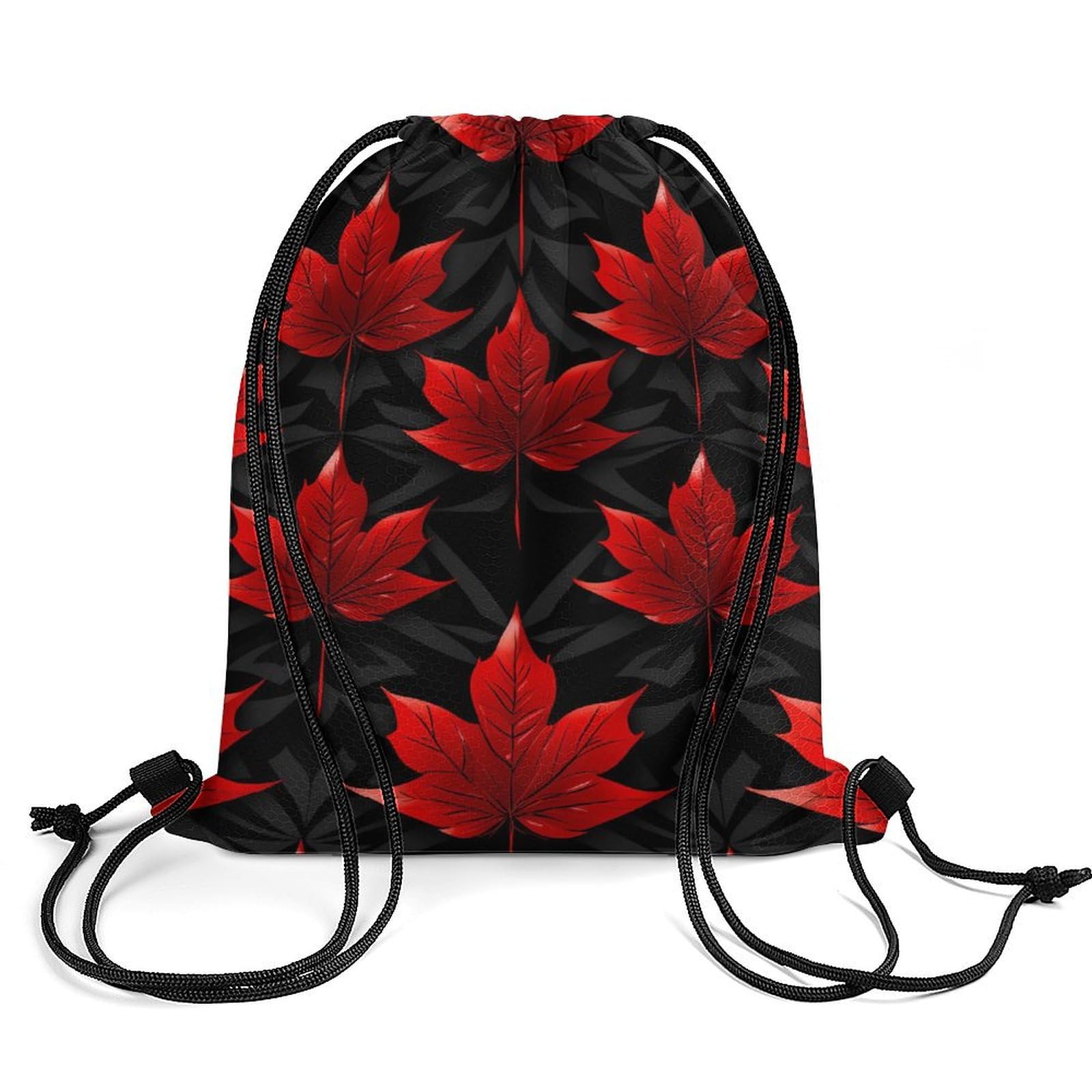 Canada Flag Maple Leaf Drawstring Backpack Durable Sport Gym Bags Daypack for Men Women 35 * 42cm