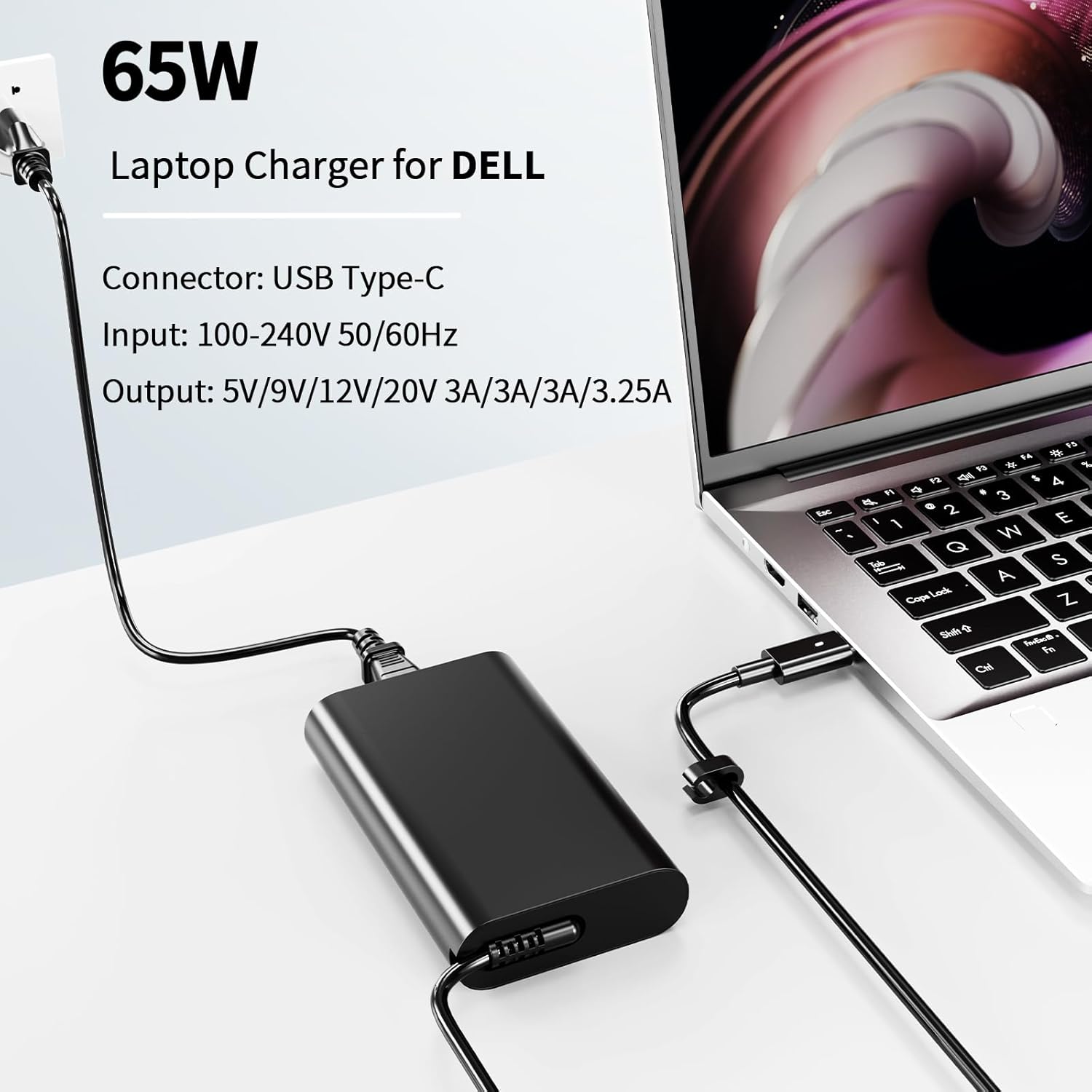 65W USB-C Laptop Charger, Power Adapter Compatible with Dell Latitude 5400 5410 5420 5430 5440 5450 3340 3440 3540 5340 5540 7340 7440 7640 9440 2in1, XPS Series, Replacement for HA65NM190