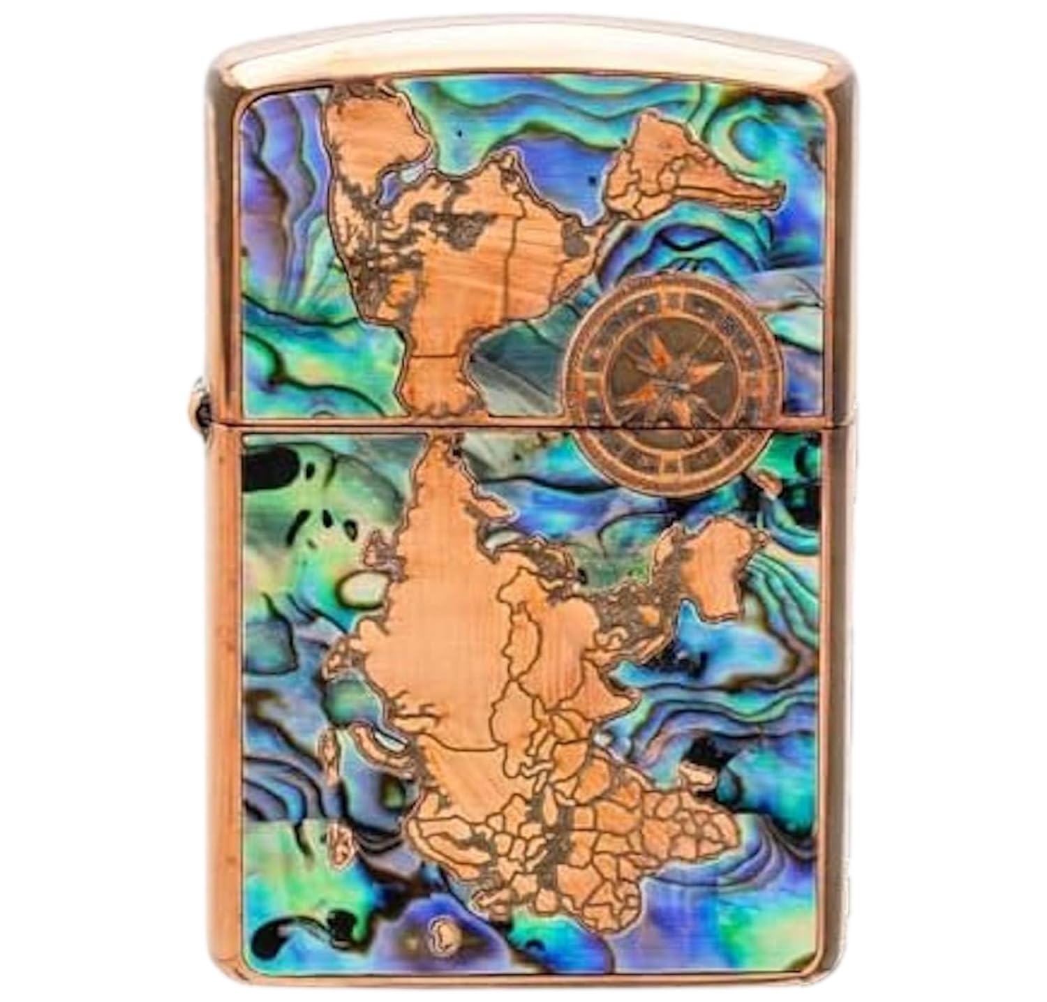 Zippo Shell-World MAP CO Oil Lighter with Special Sticker Flint Brass Armor Base Double-Sided Etched Shell Adhesive