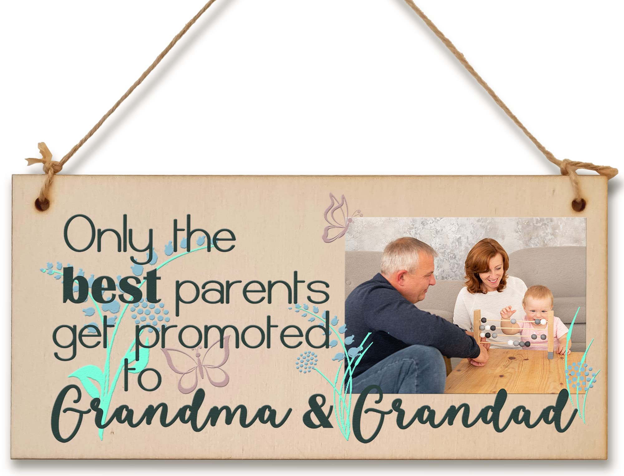 The Plum Penguin Personalised Wooden Plaque With Photo Best Parents Promoted To Grandma Grandad Gift For Grandparents Hanging Door Sign
