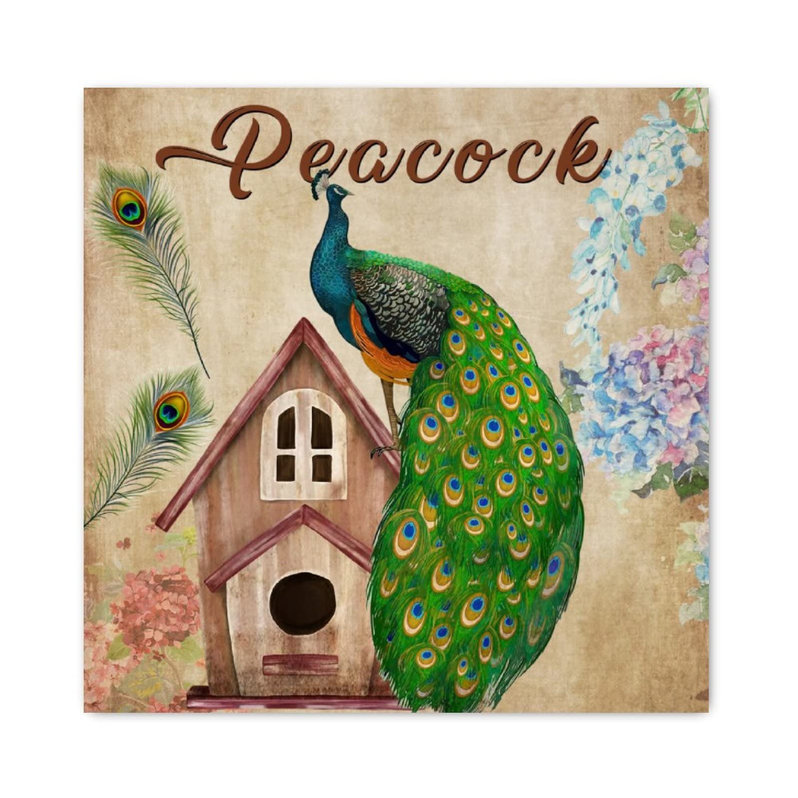 Panneau mural en bois turquoise de paon rétro chic, idéal pour réveiller la déco de la cuisine