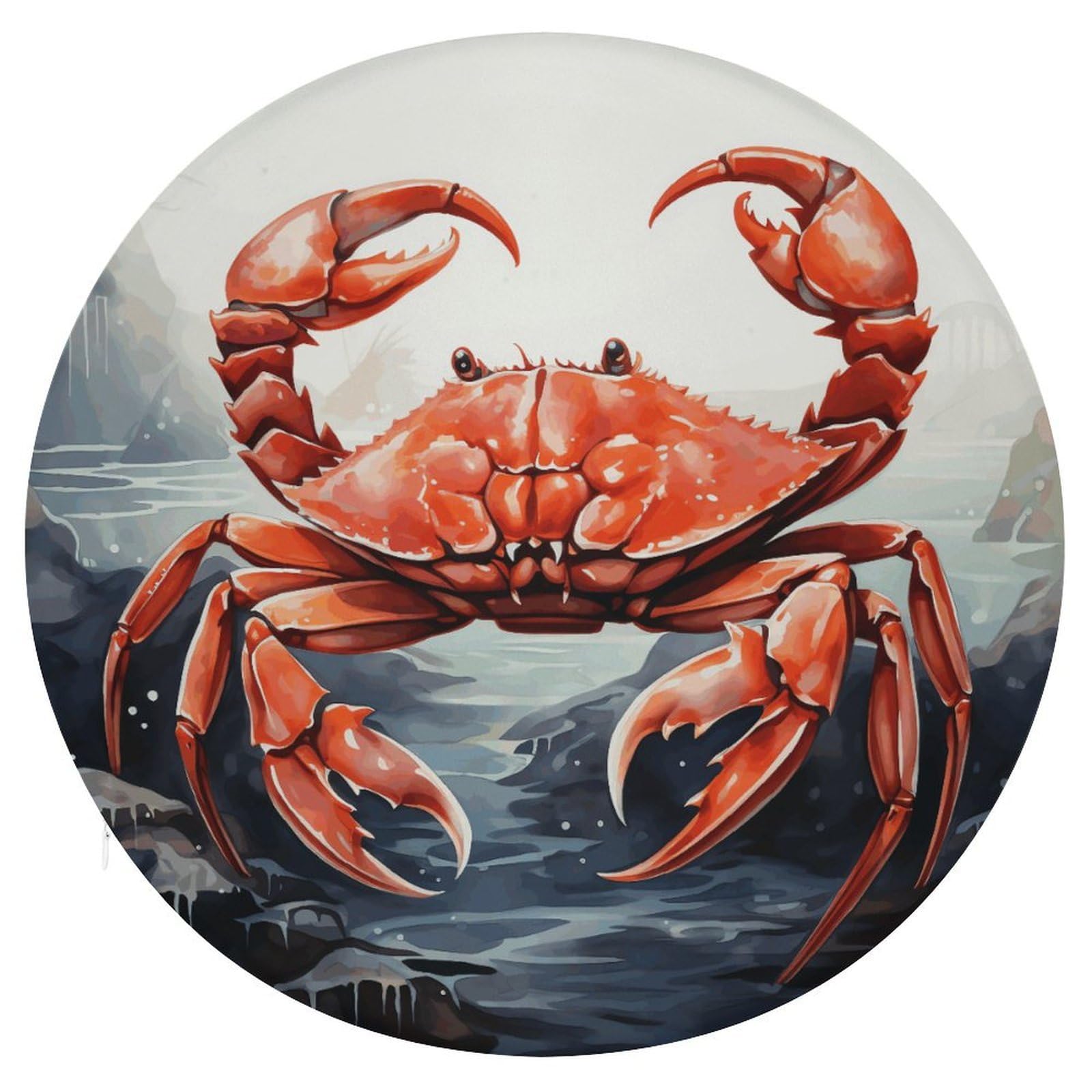 FekiLoot Red Crab Sea Seat Cushion Comfort Memory Foam Seat Cushion Chair Pad Soft Round Stool Cushion Chair Cushion Removable Washable Cover for Home Office Outdoor Bistro 15.35 Inch