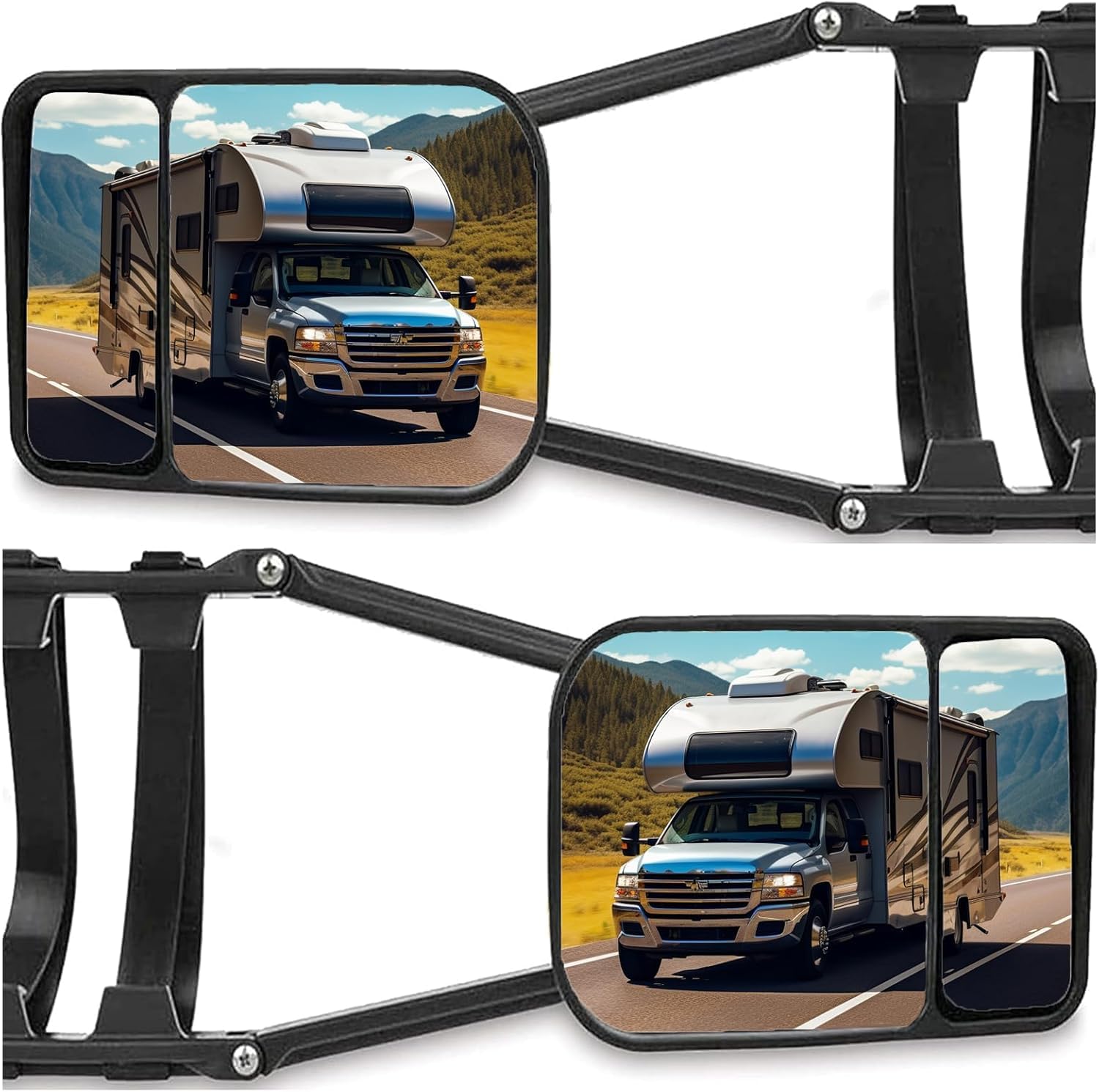 Riloer 2x Rétroviseur caravane, Rétroviseurs de remorquage, miroir de remorquage RV, pour Rétroviseur à extension réglable pour voiture, Rétroviseurs extérieurs pour camping-car, caravane pour les 4x4
