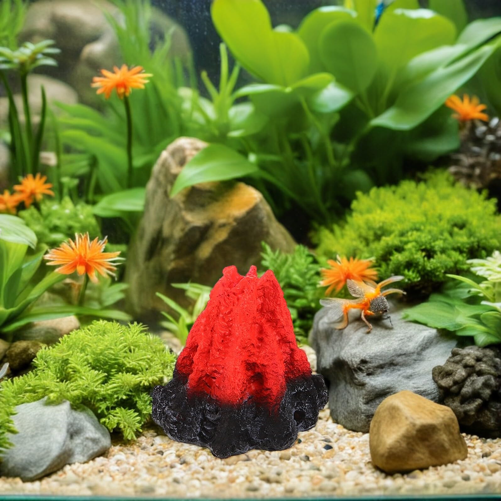 SEWACC Aquarium Vulkan Dekoration 3 Stück Kunstharz Vulkanmodell Realistisch für Süß und Meerwasser Aquarienlandschaft