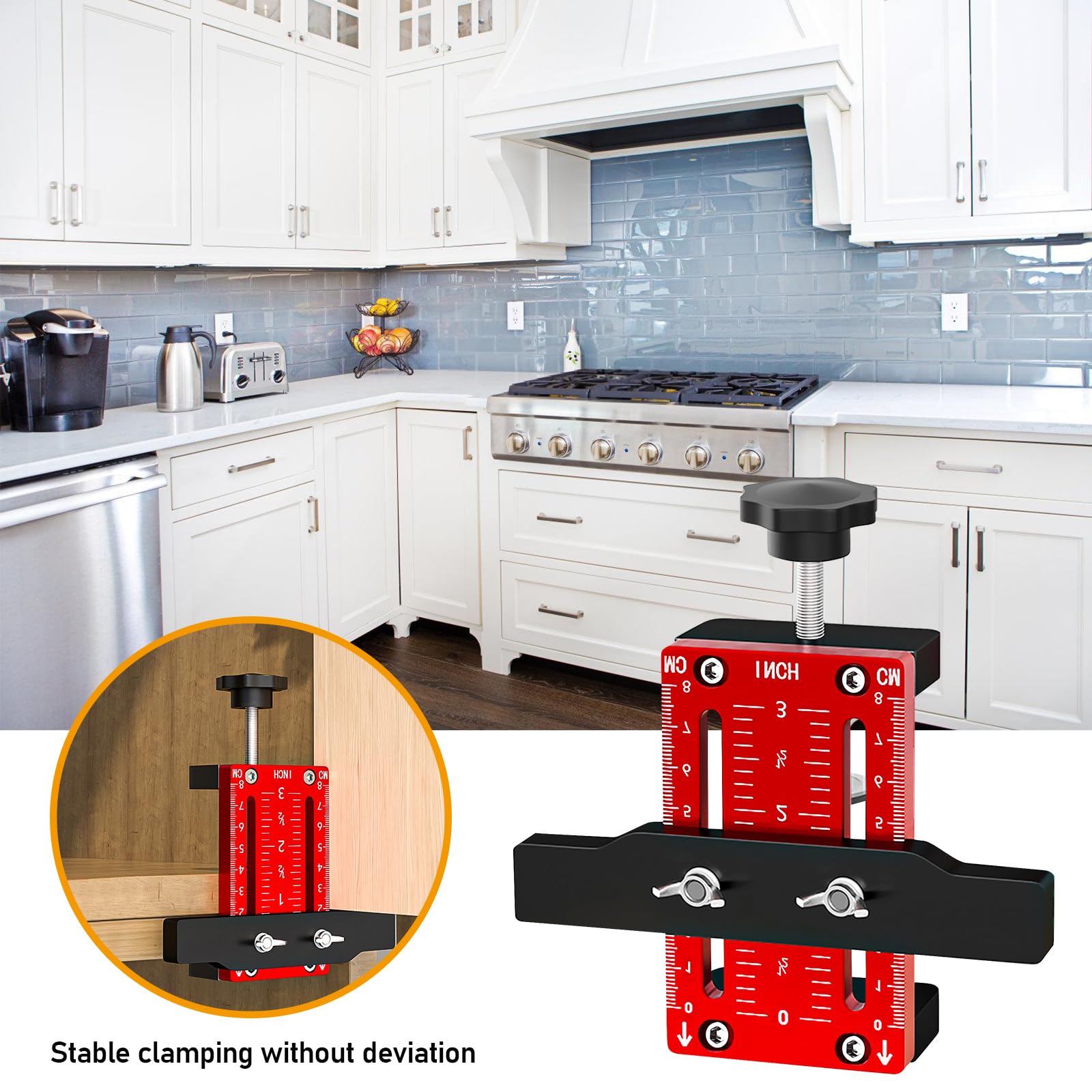 Positionneur De Porte D'Armoire: 1 Pièce Ajustable Alliage D'aluminium, Installation De Porte D'Armoire Pour Menuiserie, Hauteur Réglable 0-60mm, Compact Et Portable (Rouge)