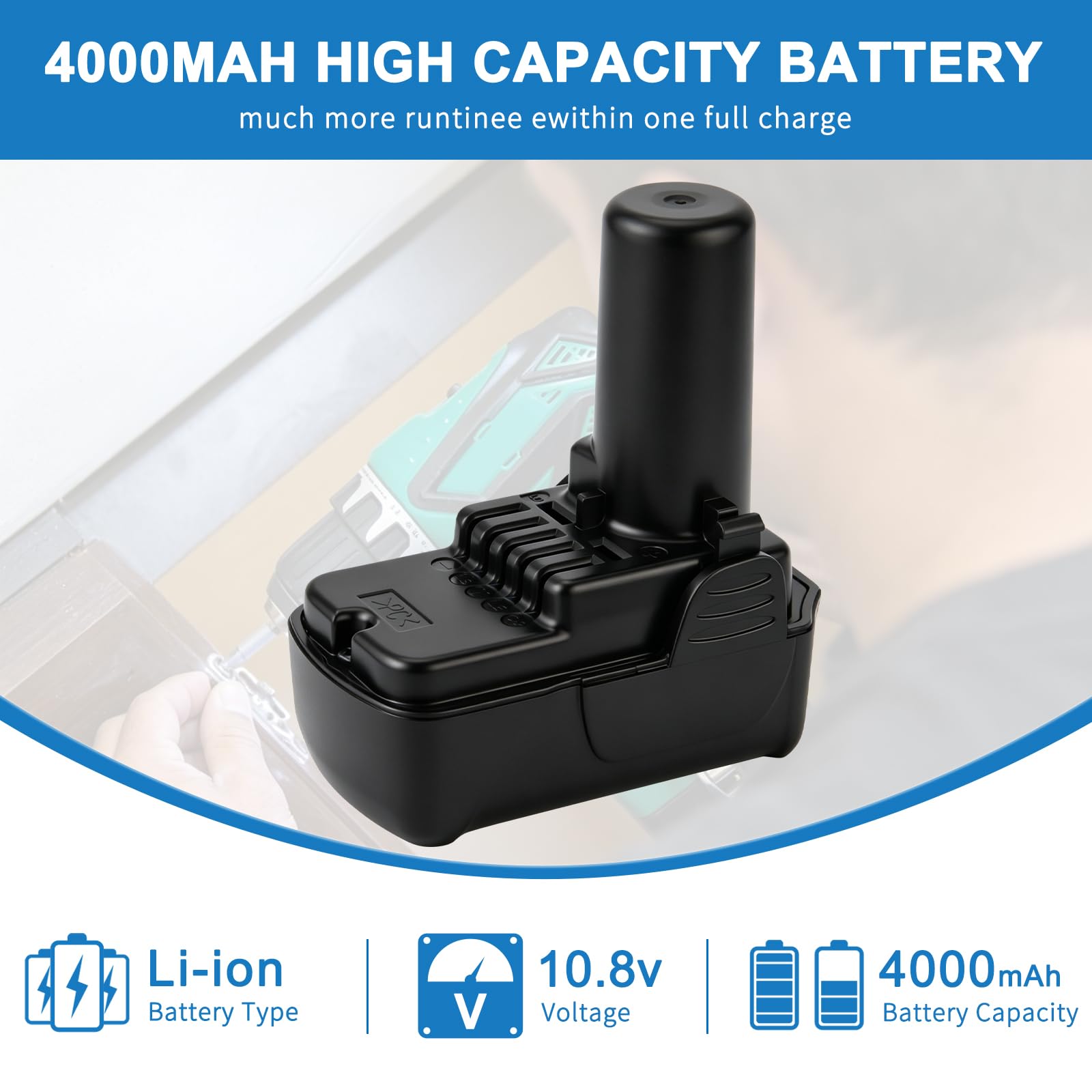 2X 10.8V 4000mAh BCL1030 Remplacement de la Batterie de Remplacement pour Hitachi 329369 329370 329371 329389 331065 B20543 BCL1015 BCL1030 BCL1030M BCL1030A Batterie Outil Électrique sans Fil